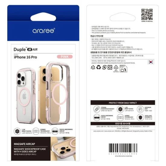 Cover Iphone 16 Pro Duple Air Magsafe Case Araree - Pink